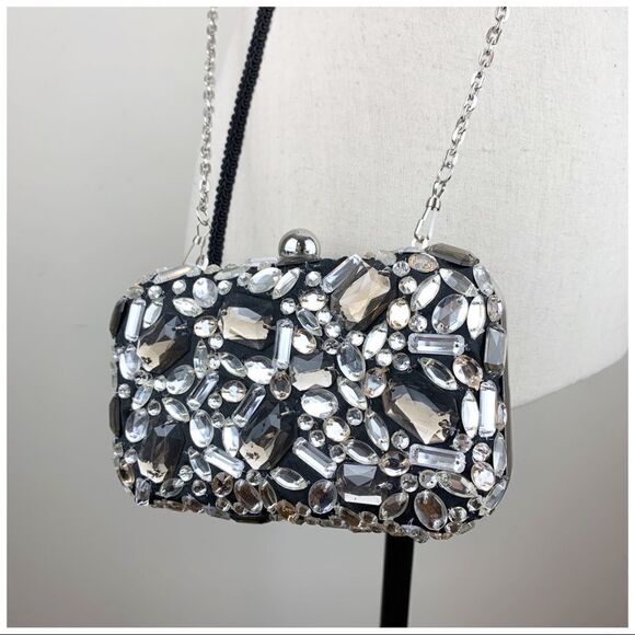 Kimchi Blu Gem Encrusted Clamshell Evening Bag‎ Small Shoulder Cross-body